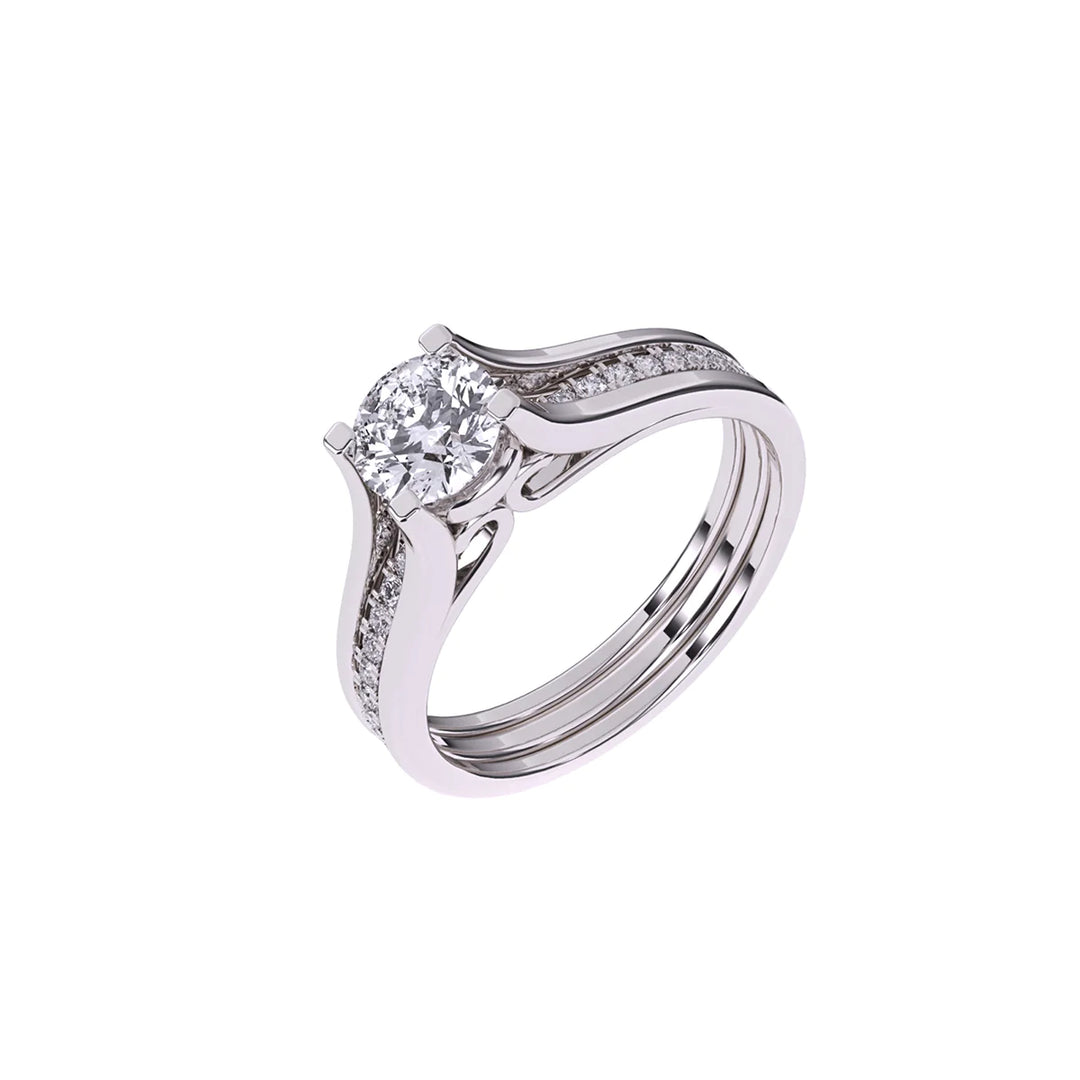 Glitzi Jewels Three Row Solitaire With Accent Ring  GIA & IGI CERTIFIED