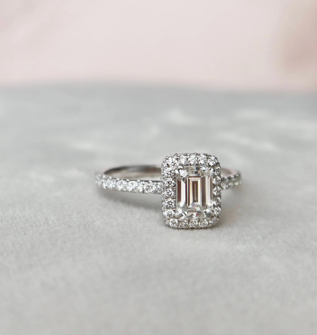 Eternal Radiance 1.0CT Emerald Cut Halo LAB DIAMOND Engagement Ring  GIA & IGI CERTIFIED