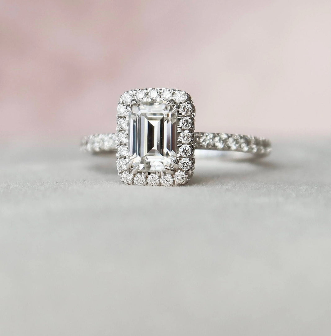 Eternal Radiance 1.0CT Emerald Cut Halo LAB DIAMOND Engagement Ring  GIA & IGI CERTIFIED