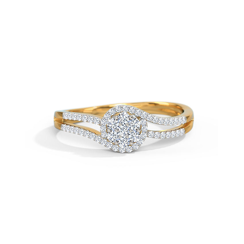 Glitzi Jewels Golden Cluster Brilliance Diamond Ring