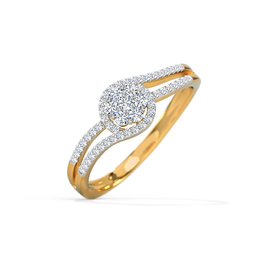 Glitzi Jewels Golden Cluster Brilliance Diamond Ring