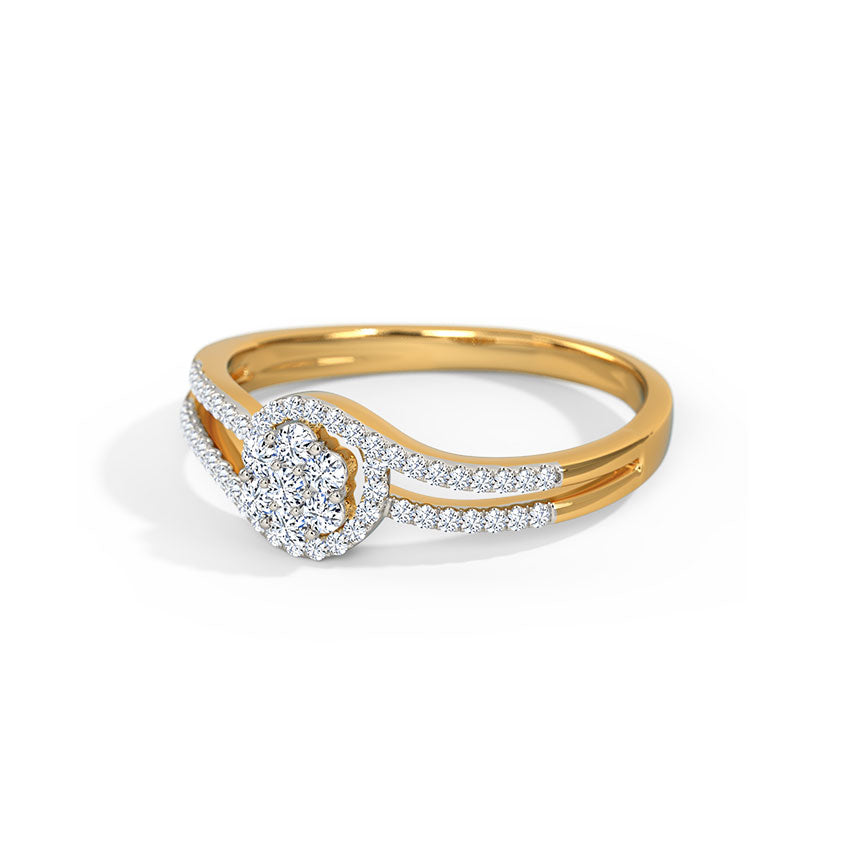 Glitzi Jewels Golden Cluster Brilliance Diamond Ring