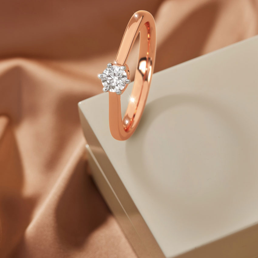 Glitzi Jewels Timeless Rose Gold Solitaire Diamond Ring GIA & IGI CERTIFIED