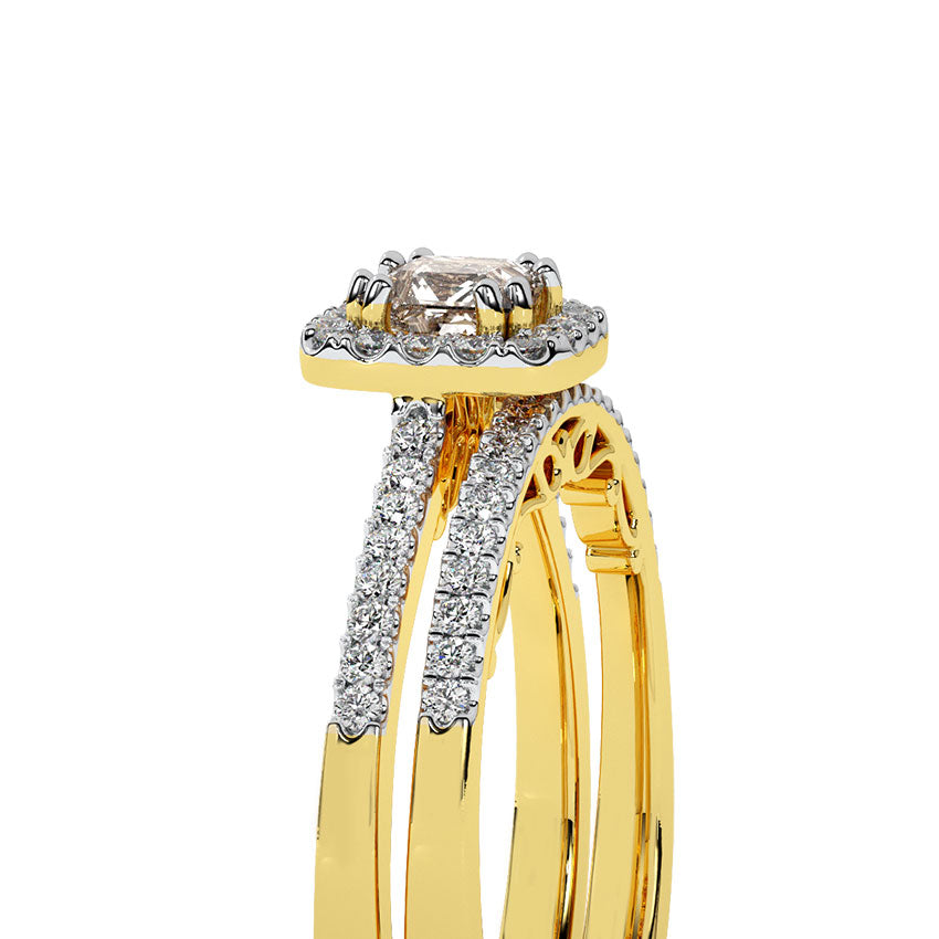 Eternal Sunshine Diamond Bridal Ring With Band Set  GIA & IGI CERTIFIED