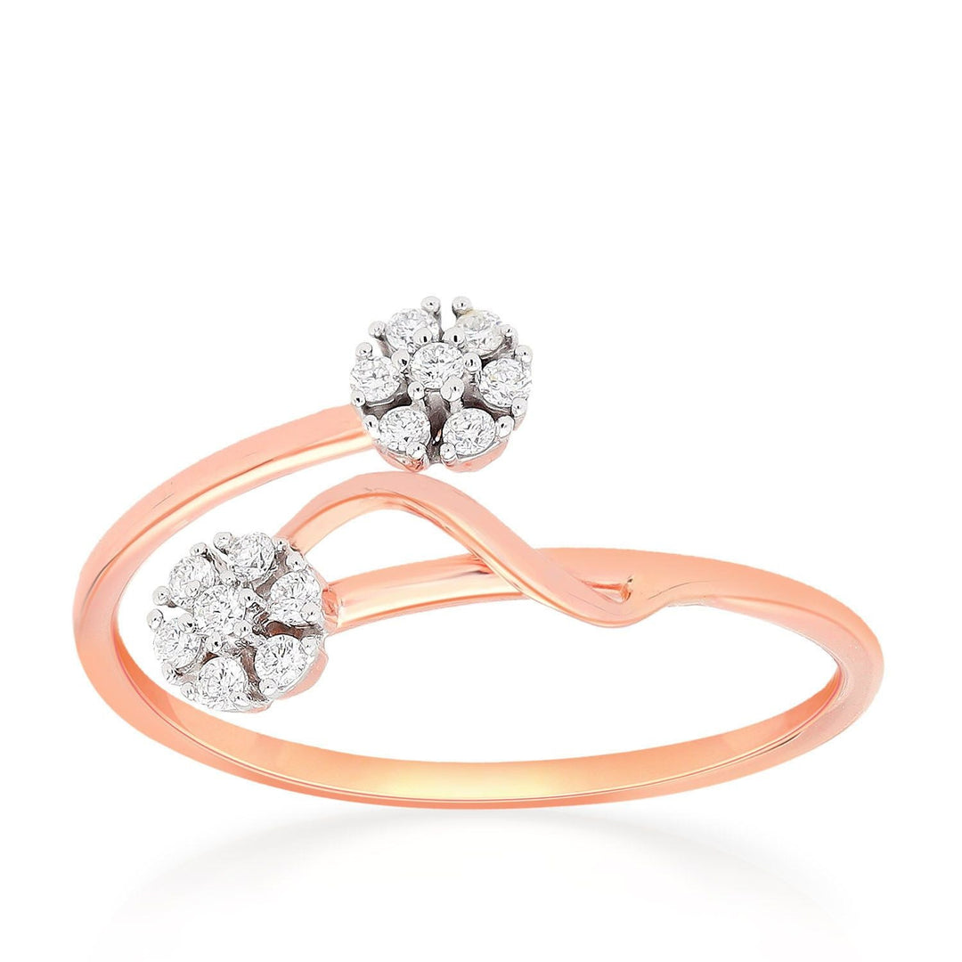 Glitzi Jewels Two Floral Rose Gold Diamond Ring