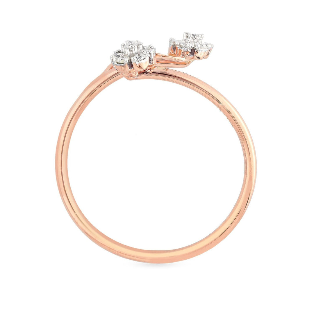 Glitzi Jewels Two Floral Rose Gold Diamond Ring