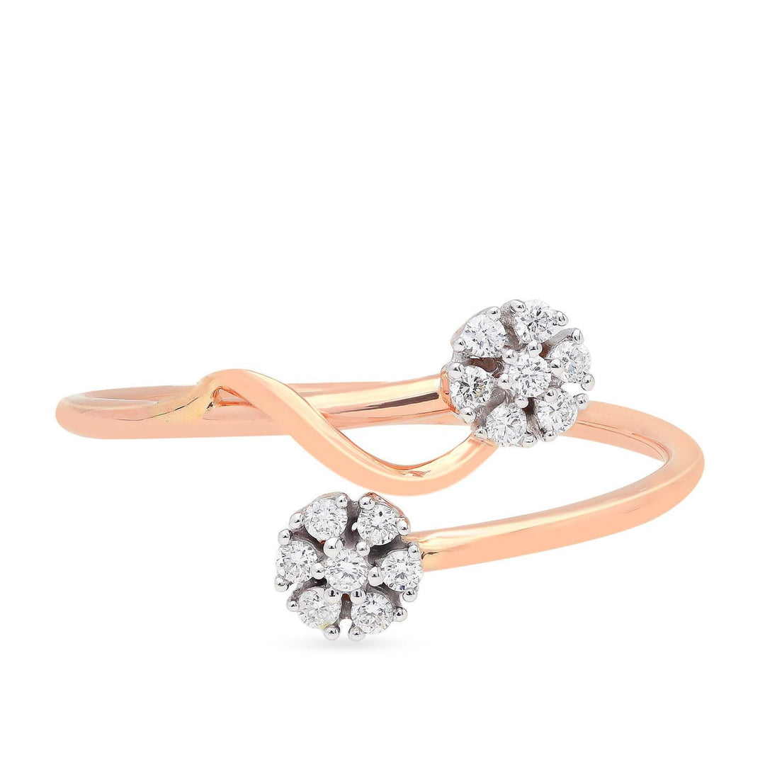 Glitzi Jewels Two Floral Rose Gold Diamond Ring