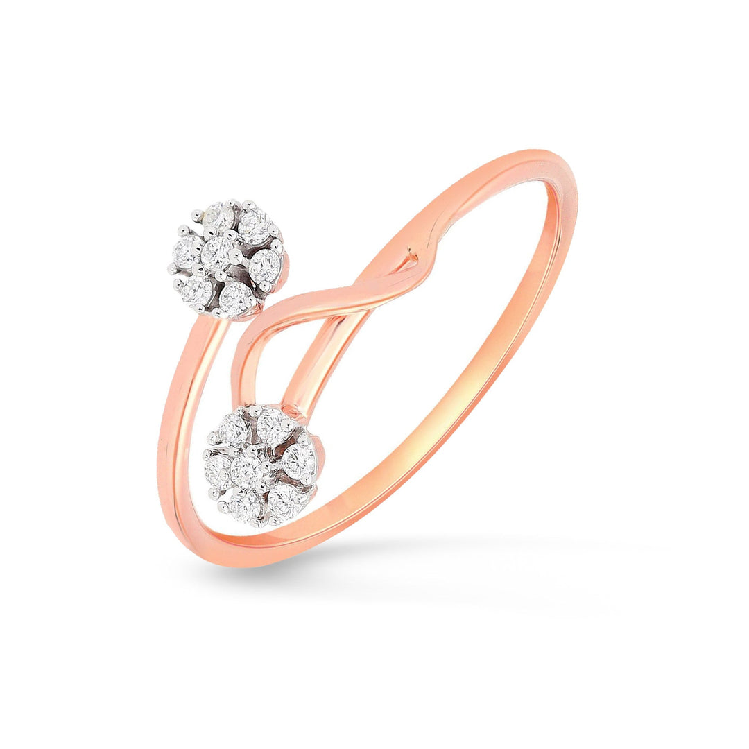 Glitzi Jewels Two Floral Rose Gold Diamond Ring